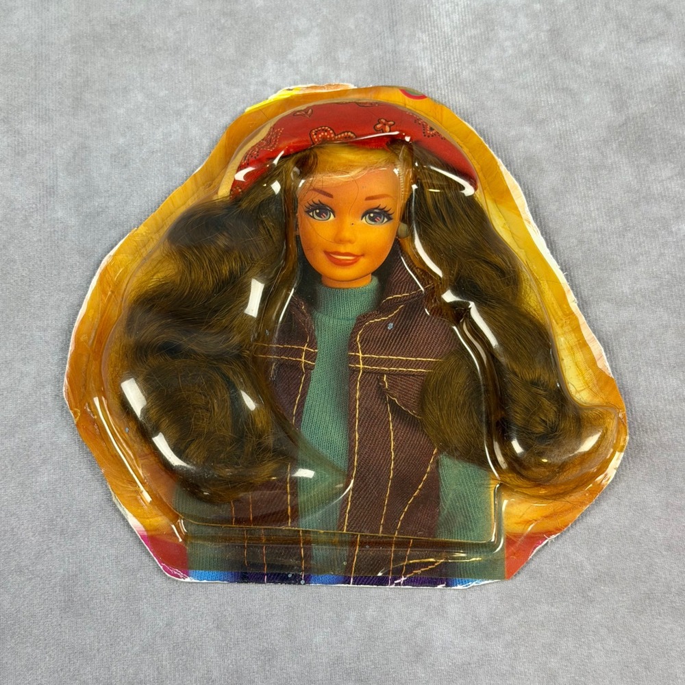 Vintage 1995 Barbie Magic Change Hair Doll Brunette Mattel Brown Hair w Scarf